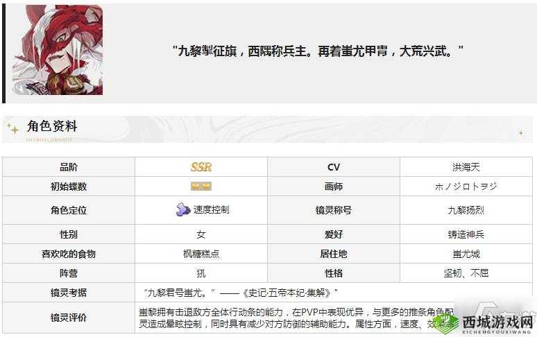 山海镜花蚩黎攻略与使用评测一览