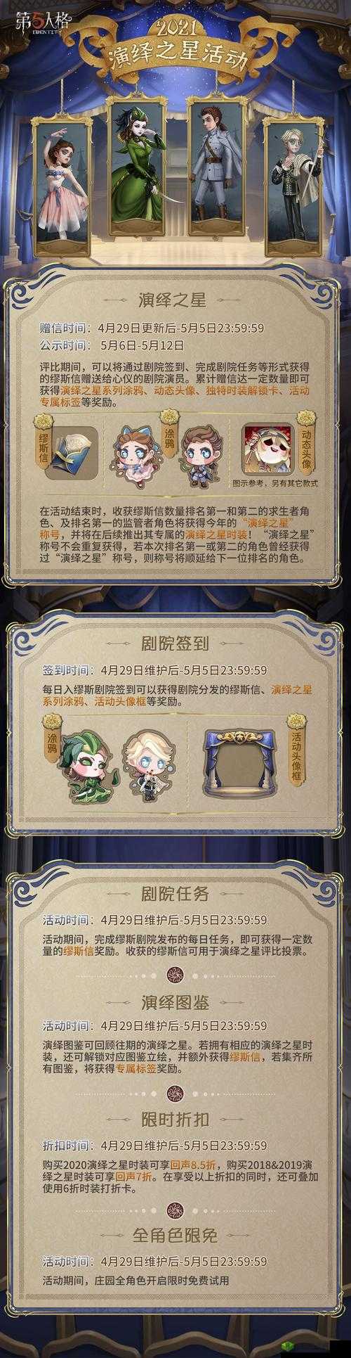 第人格2021年演绎之星活动奖励全览：荣誉与礼赞的盛宴