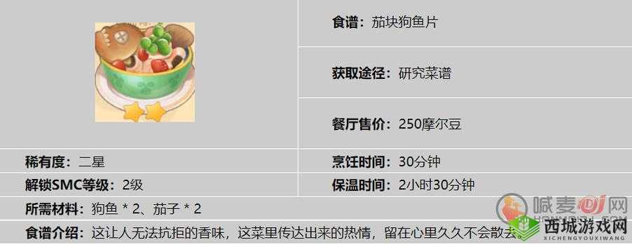摩尔庄园手游中茄块狗鱼片食谱配方详细全解析