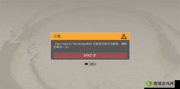 全境封锁 2 服务器现处于无法使用状态玩家暂时无法登录