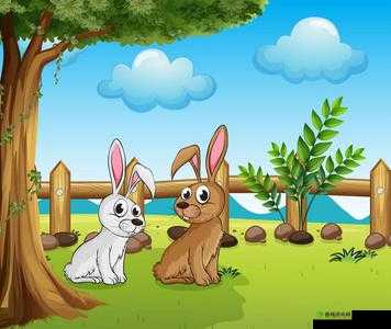 两只小白兔上下晃动有趣画面