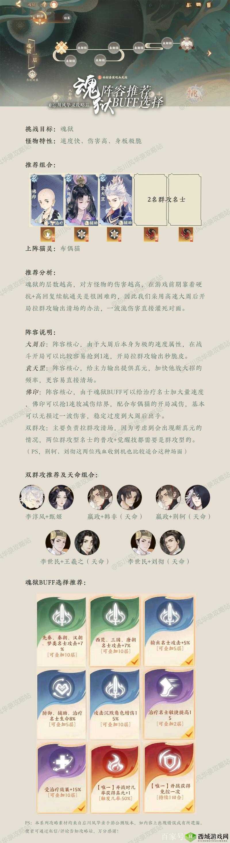 忘川风华录魂狱阵容搭配攻略
